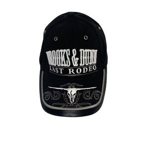 Brooks & Dunn Last Rodeo Black with White Embroidery Adjustable Hat Leat…